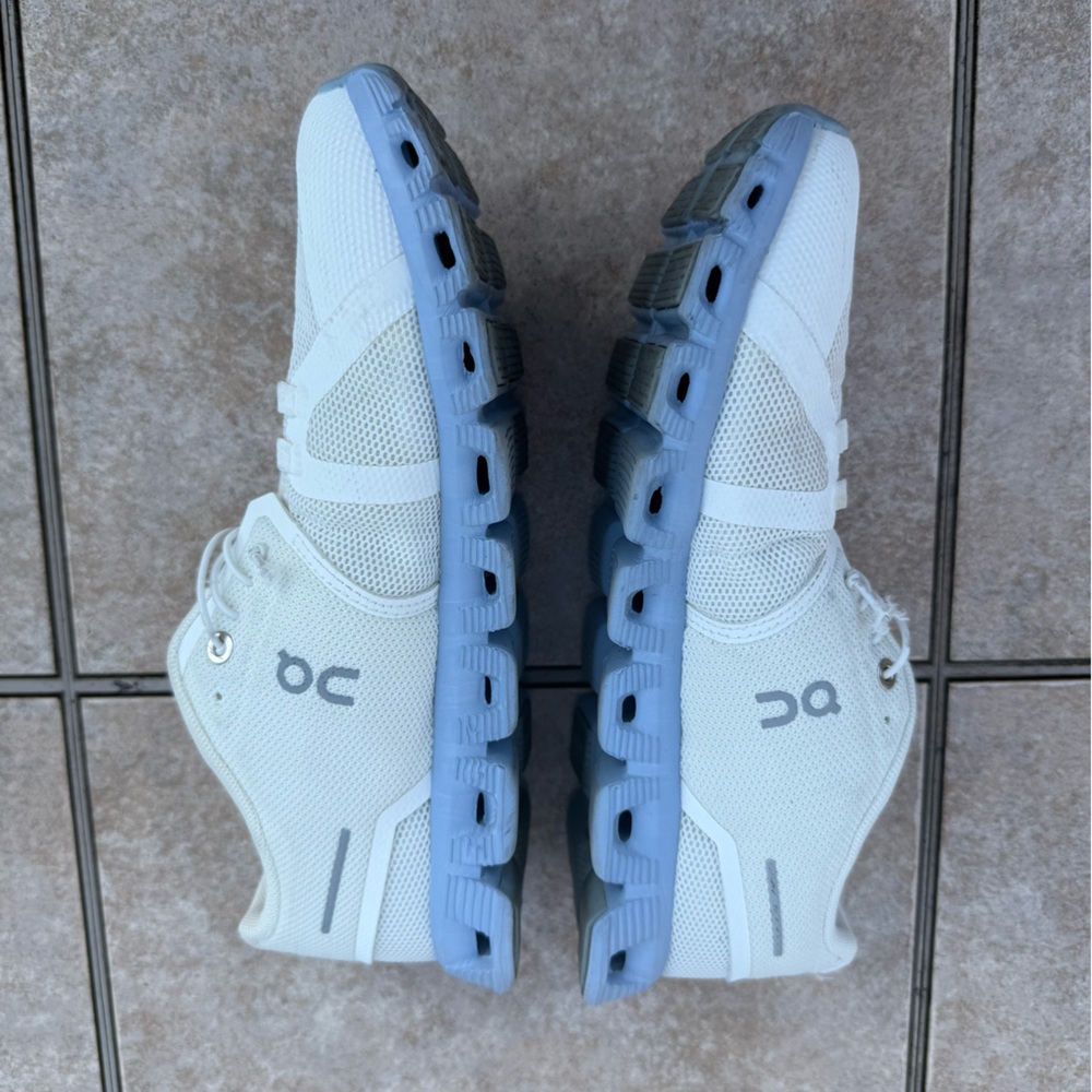 On Running White and Light Blue Athletic Shoes - Picture 12 of 14